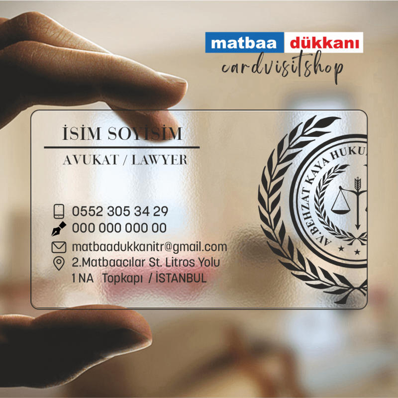 Şeffaf Buzlu PVC Avukat Kartvizit 0004