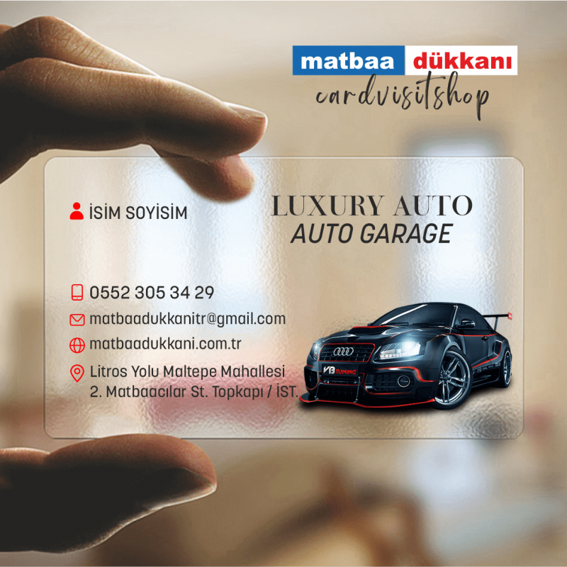 Şeffaf PVC Oto Galeri Kartvizit 0001